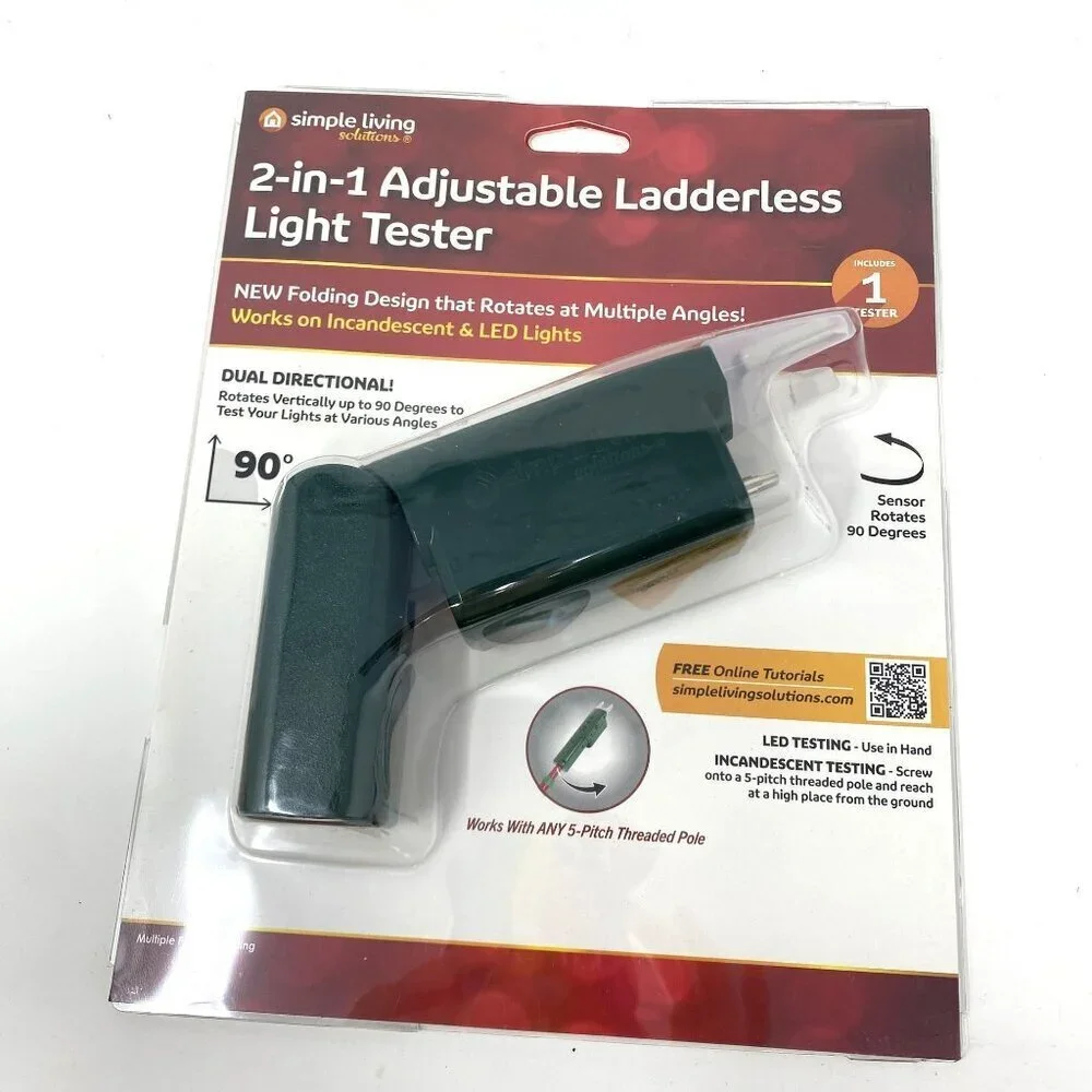 Simple Living Solutions 2-in-1 Ladderless Light Tester Holiday Christmas Lights
